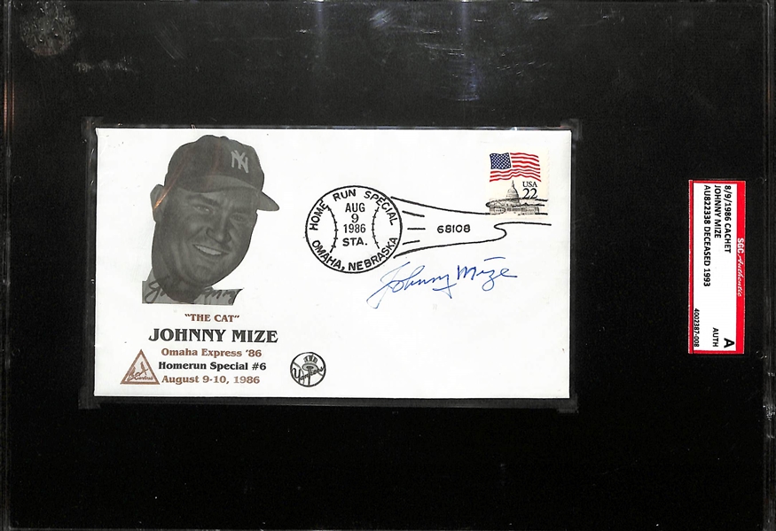 Johnny Mize (HOF) Signed 1986 First Day Cover (SGC Authentic & Slabbed)