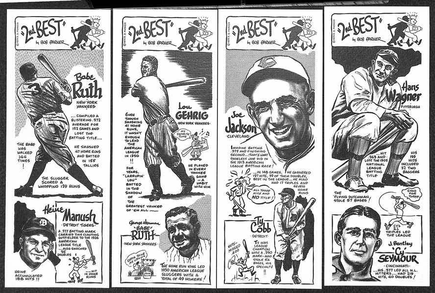 RARE 1974 Bob Parker 2nd Best Series Complete 24-Card Set + (Babe Ruth, Gehrig, H. Wagner, Joe Jackson) - Pencil on Backs