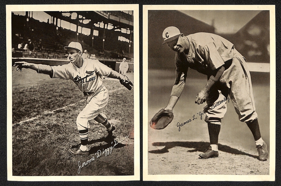 Lot of (2) HOF 1936 R311 6x8 Glossy Finish Premiums - Dizzy Dean and Jim Bottomley