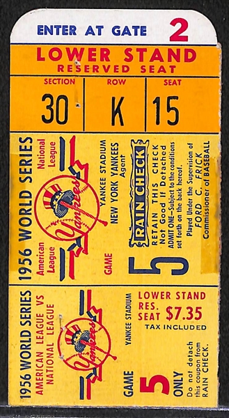 1956 World Series Ticket Stub - Game 5  (Some Tape Residue)
