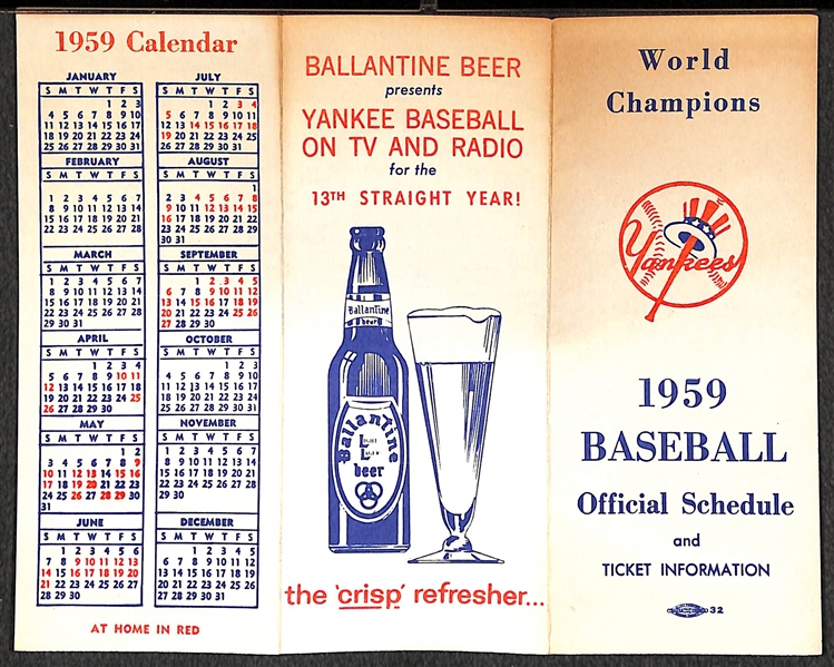 Lot of (6) Vintage NY Yankees Pocket Schedules - 1959, (2) 1960, 1962, 1966, and 1968