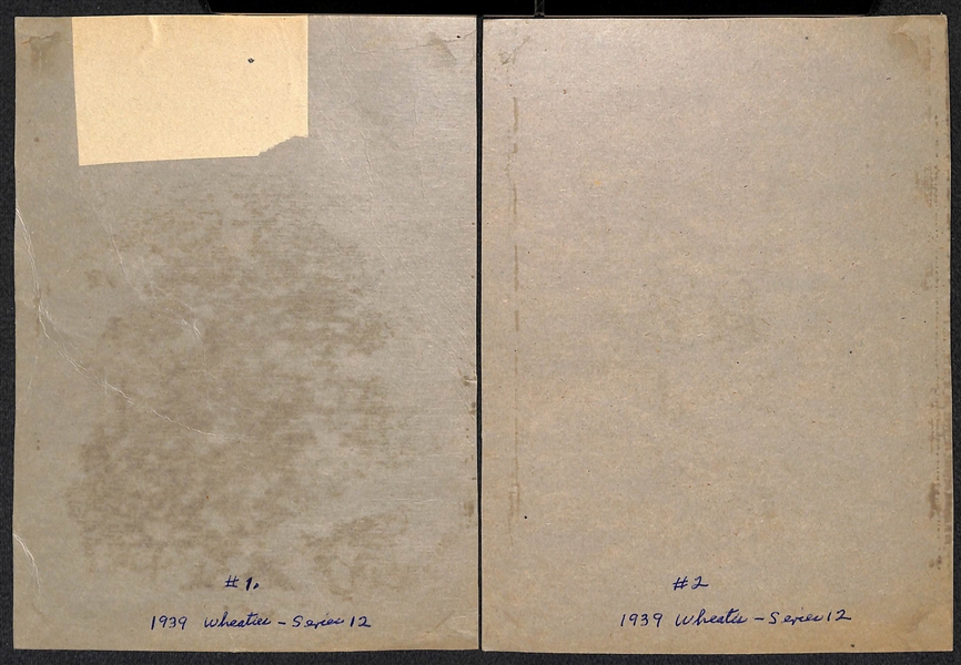 Lot of (4) 1939 Wheaties Panels (Jimmie Foxx, Lefty Gomez, E. Lombardi, J. Allen) - Series 12 (#s 1,2,3,5) w/ Writing on Back