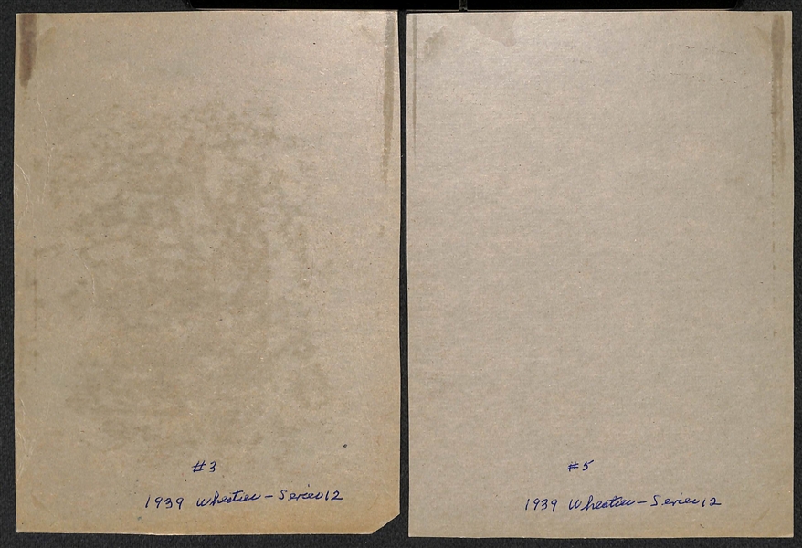 Lot of (4) 1939 Wheaties Panels (Jimmie Foxx, Lefty Gomez, E. Lombardi, J. Allen) - Series 12 (#s 1,2,3,5) w/ Writing on Back