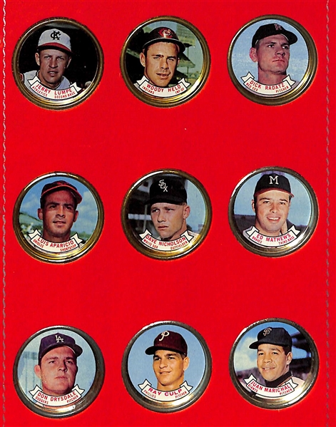 1964 Topps Coins #1-45 (45 Coins w/ 11 HOFers) in Coin Holders/Binder