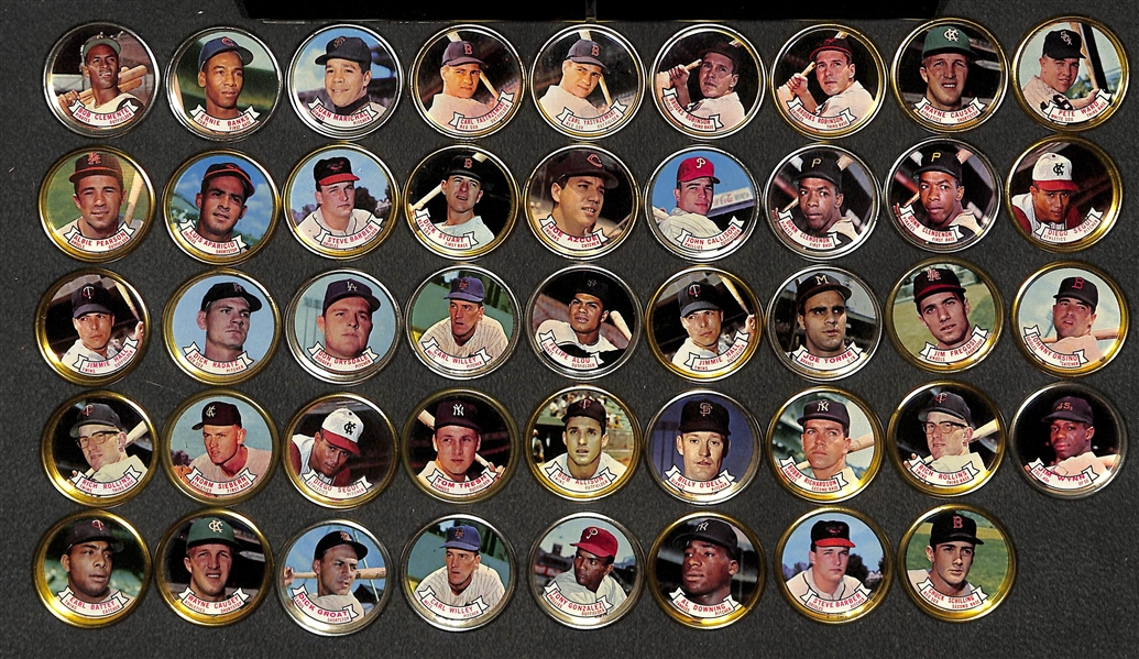 Lot of (44) 1964 Topps Coins inc. Clemente, Banks, Marichal, 2 Yaz, 2 Brooks Robinson