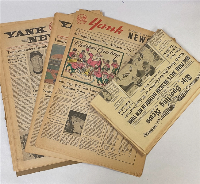 Baseball Memorabilia Lot Inc. Records (1966 w/ Ty Cobb Cover, 1967 Red Sox Cover, Place Mats w/ IHOP 1969 Mets), 1960s Newspapers