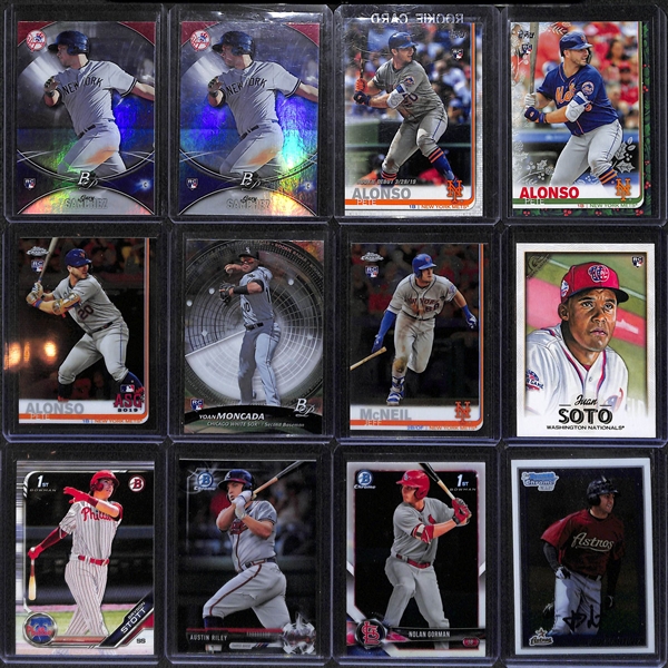 Lot of (12) 2010-19 Baseball Rookie and Prospects Cards (Soto, Alonso, Sanchez, Gorman, Stott) 