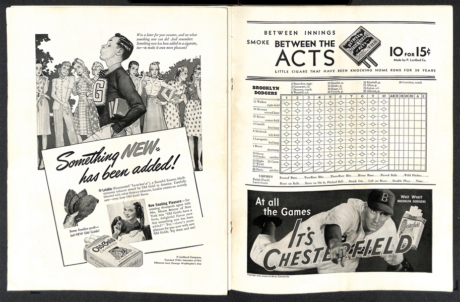 Unscored 1941 World Series Official Program (Yankees vs. Dodgers) - VG-VG+