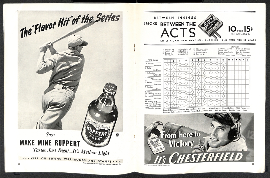 Unscored 1942 World Series Official Program (Yankees vs. Cardinals) - VG-EX