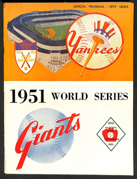High-Quality Unscored 1951 World Series Official Program (Yankees vs. NY Giants) - EX-NM (Mickey Mantle and Willie Mays!)