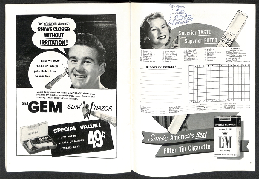 Unscored 1955 World Series Official Program (Yankees vs. Dodgers) - VG+-EX