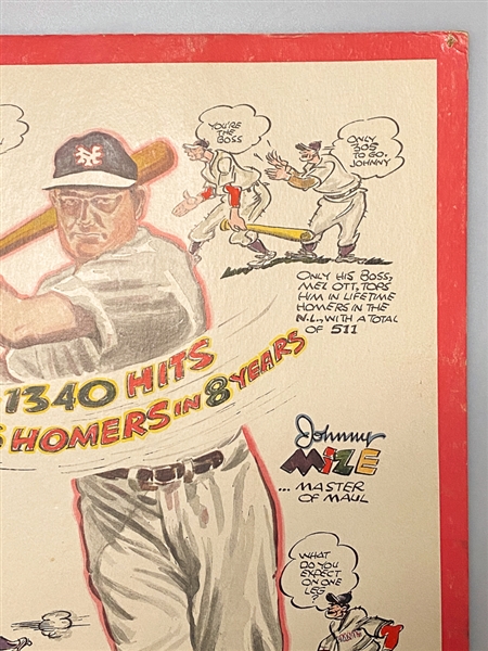 1947 15x20 Louisville Slugger Johnny Mize Original Countertop Advertising Display (Stand on Back Never Opened, 5 Pinholes Around Edges)
