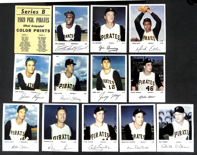 1969 Pittsburgh Pirates Series B Team Mini Photo Set (12) w/ Clemente, Alou, and Bunning