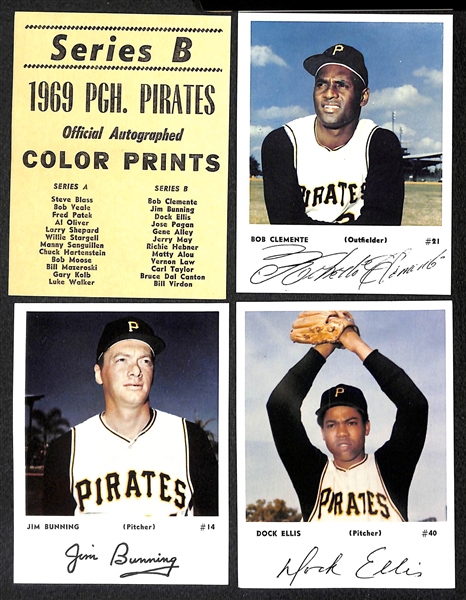 1969 Pittsburgh Pirates Series B Team Mini Photo Set (12) w/ Clemente, Alou, and Bunning