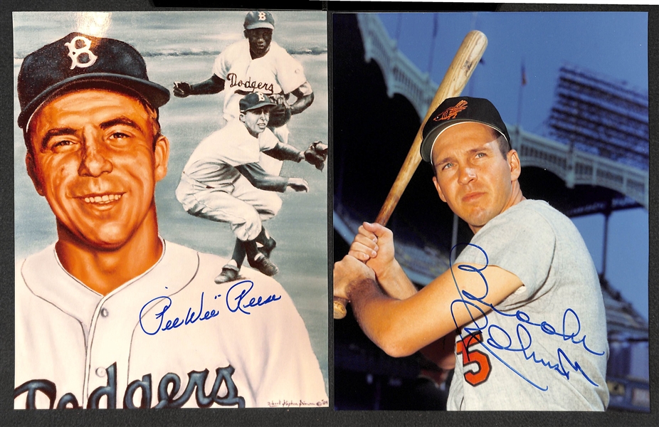 Lot of (7) Signed 8x10 Photos (inc. E. Mathews, McCovey, Pee Wee Reese, B. Robinson, Slaughter) - JSA Auction Letter