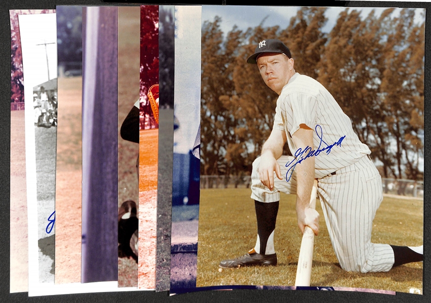 Lot of (9) Signed Yankees Old-Timer 8x10 Photos (Inc. Mize, Slaughter, Lopat, Woodling, Raschi) - JSA Auction Letter