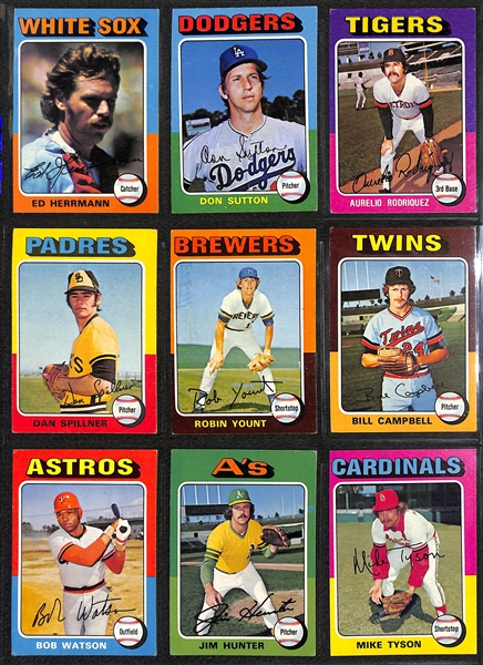 Lot Detail - Lot of 425 Different 1975 Topps Baseball Cards w