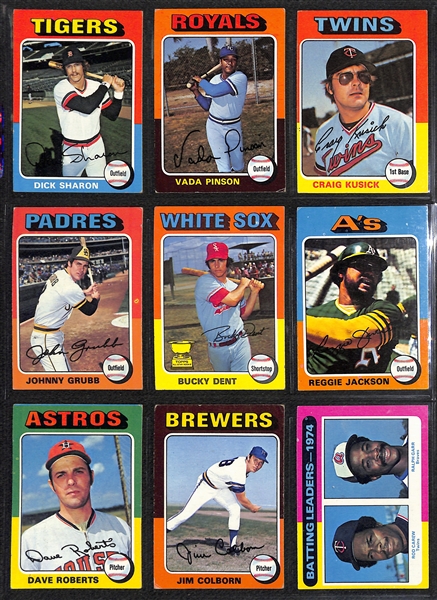 Lot of 425 Different 1975 Topps Baseball Cards w. Robin Yount Rookie Card