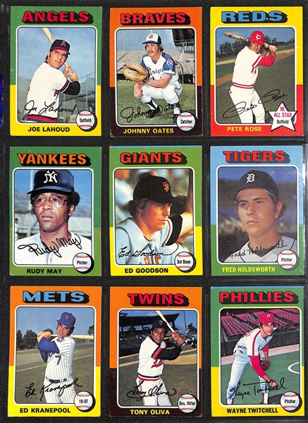 Lot of 425 Different 1975 Topps Baseball Cards w. Robin Yount Rookie Card