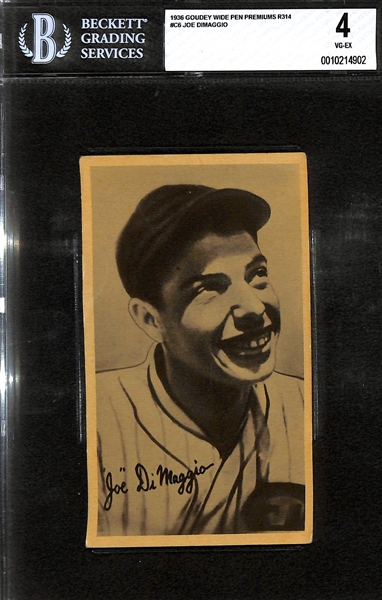 RARE 1936-37 Goudey Wide Pen Joe DiMaggio Rookie Card Graded BVG 4 (VG-EX)