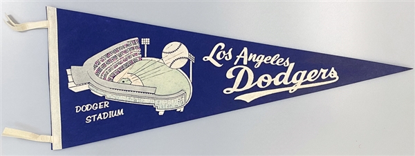 Vintage LA Dodgers Pennant (Showing Dodger Stadium) - 1960s