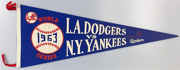 Full-Size (30) 1963 World Series Pennant (NY Yankees vs. LA Dodgers)