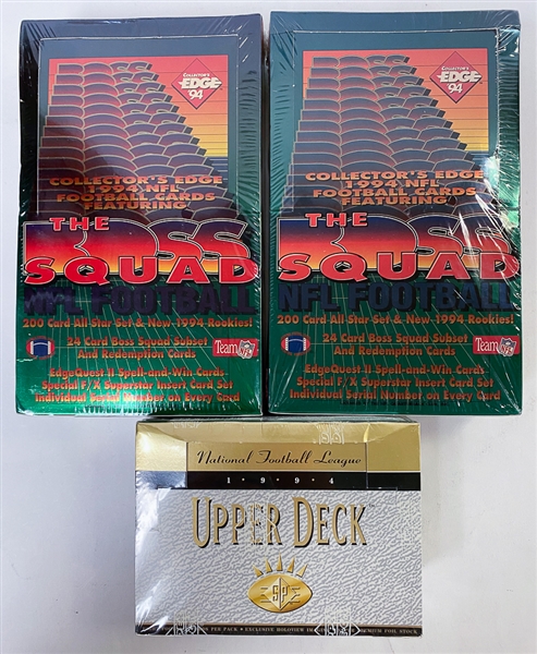 Lot of (3) - 2 1994 Collector's Edge NFL Football Boss Squad Sealed Boxes + 1994 Upper Deck SP Football Sealed Hobby Box