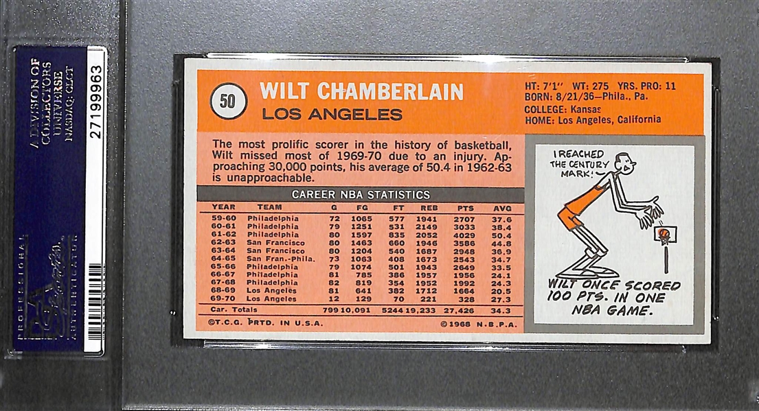 1970-71 Topps Wilt Chamberlain Card #50 Graded PSA 8 (NM-MT)
