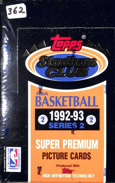1992-93 Topps Stadium Club Series 2 Basketball Sealed Box - O'Neil RC & Rare Beam Team Insert Cards