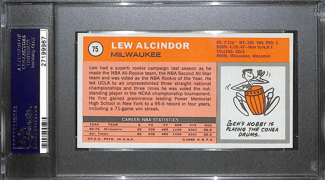 1970-71 Topps Lew Alcinder (Kareem Abdul Jabbar) Card (#75) Graded PSA 7 (NM)