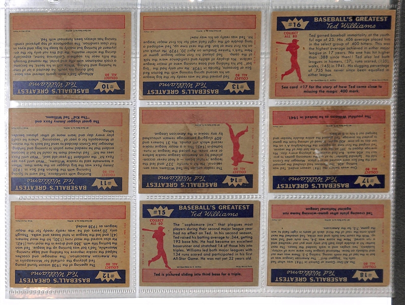 Mostly Pack-Fresh 1959 Fleer Ted Williams Set (Missing Card #68) - 79 of 80 cards