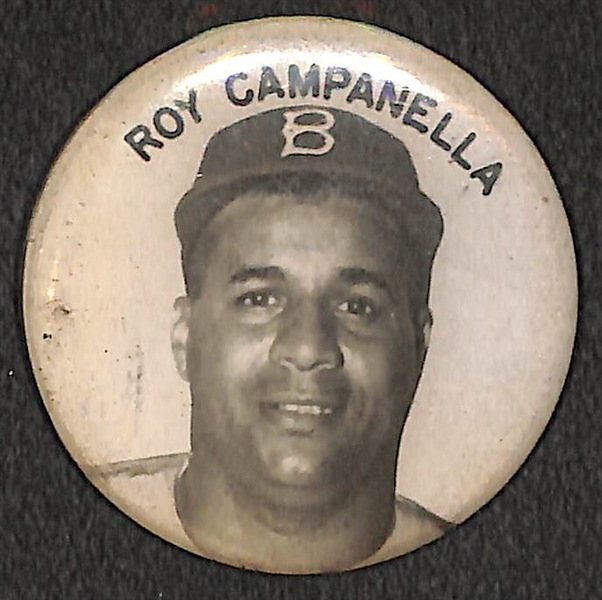 RARE 1950s PM10 Roy Campanella Stadium Pin (Scarce Name on Top) - Missing Pin Back