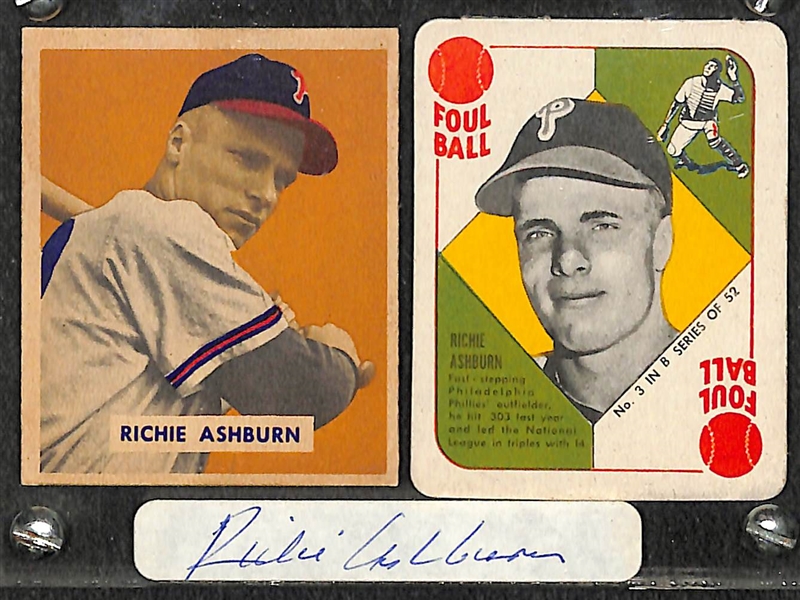 Richie Ashburn Cards & Autograph Grouping w. 1949 Rookie Card - JSA Auction Letter