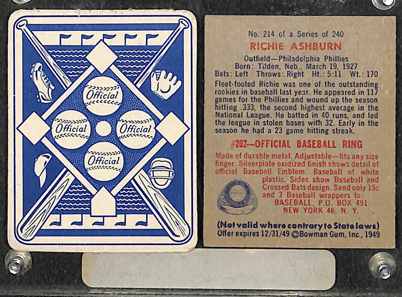 Richie Ashburn Cards & Autograph Grouping w. 1949 Rookie Card - JSA Auction Letter