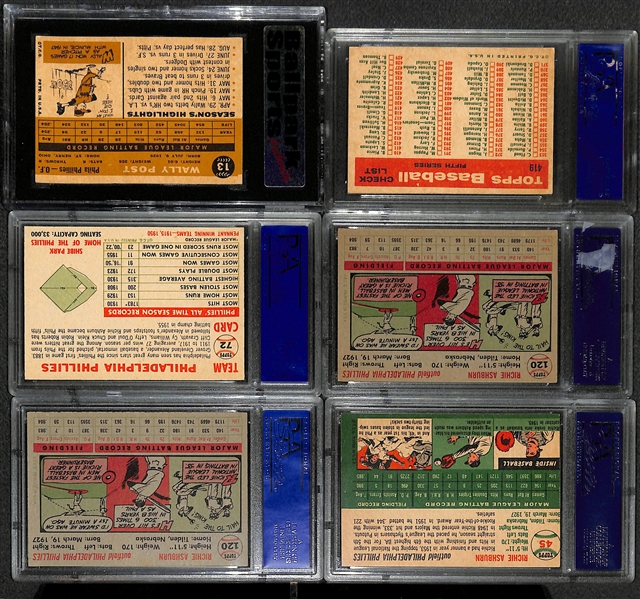 Lot of (6) 1950s-60s Graded Cards w. 1954 Richie Ashburn PSA 6