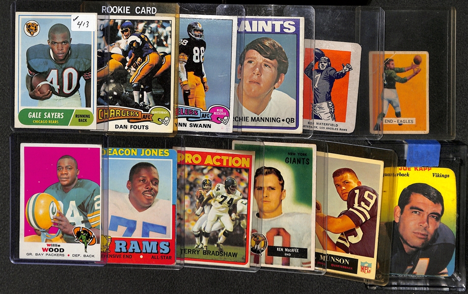Lot of (11) Football Cards from 1955-1975 w. 1968 Gale Sayers