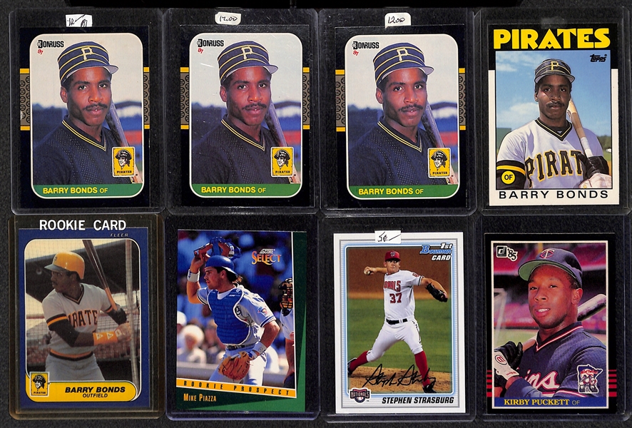 Lot of (23) Baseball Rookie Cards w. 1986 Donruss Barry Bonds Gem Elite 10