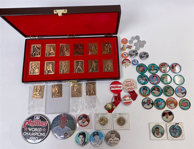 Assorted Coin & Medallion Lot w. Topps Gallery of Immortals 1984 Bronze Set