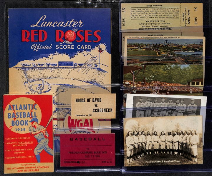 Assorted Minor League Baseball Post Cards, Tickets & Scorebooks