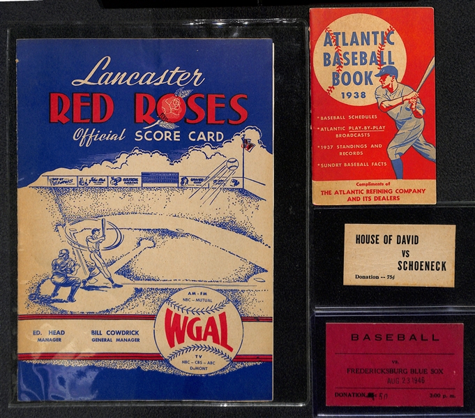 Assorted Minor League Baseball Post Cards, Tickets & Scorebooks