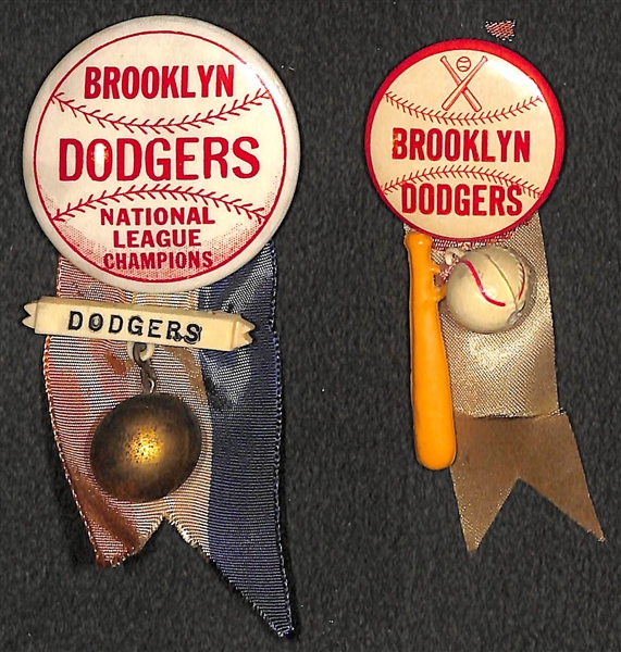 Lot of (4) Baseball Team 1940s-1950s Stadium Pins - (2) Brooklyn Dodgers and (2) NY Giants