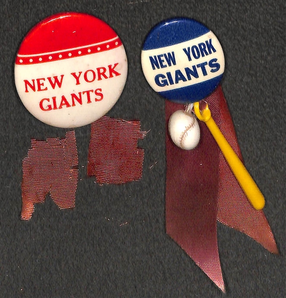 Lot of (4) Baseball Team 1940s-1950s Stadium Pins - (2) Brooklyn Dodgers and (2) NY Giants