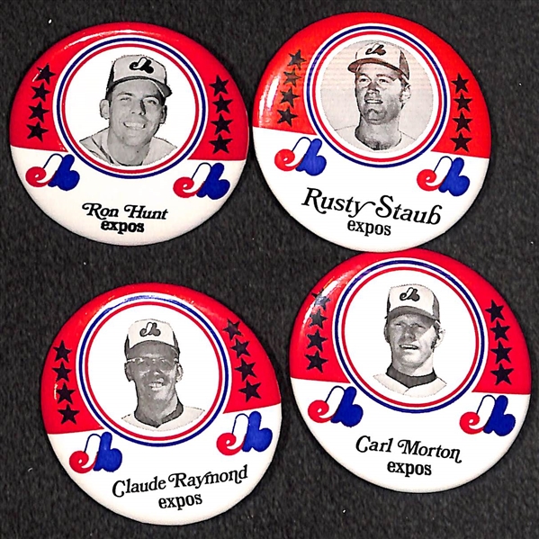 Lot of (13) RARE circa 1969-1971 Montreal Expos Pins w/ (12) Players (Bailey, Hunt, Staub, Raymond, Morton, Gosger, Laboy, Fairey, Wine, Day, Jones, Bateman)