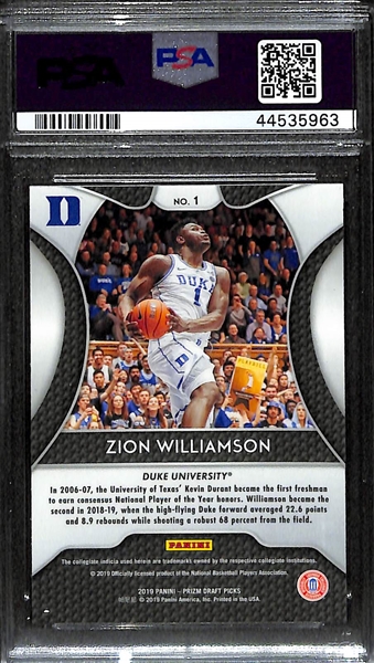 2019-20 Prizm Draft Zion Williamson Rookie Card (#1) Graded PSA 10 Gem Mint