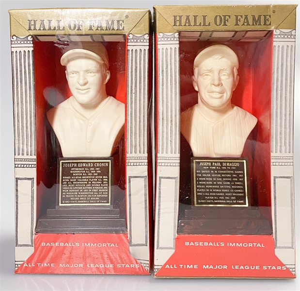 Lot of 2 - 1963 Hall of Fame Bust Joe Cronin & Joe DiMaggio - Baseball's Immortal Collectors Series - Still Sealed in Original Box