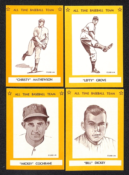 High-Quality 1968 Sports Memorabilia All-Time Baseball Team Set w/ Babe Ruth (15 Cards)