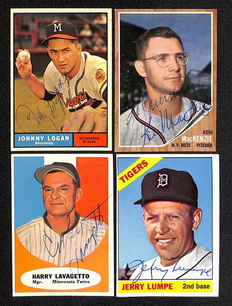 Lot of (19) Signed Vintage (1958-66) Cards (Inc. Logan, Demeter, Hansen, Davenport, Lavagetto, Nuxhall, Causey,+) - JSA Auction Letter