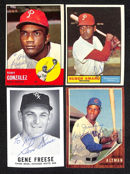 Lot of (15) Phillies, Cubs, White Sox Signed Vintage (1960-66) Cards (inc. Mauch, Callison, Mahaffey, Amaro, Gonzalez, Freese, Hansen, Averill,+) - JSA Auction Letter