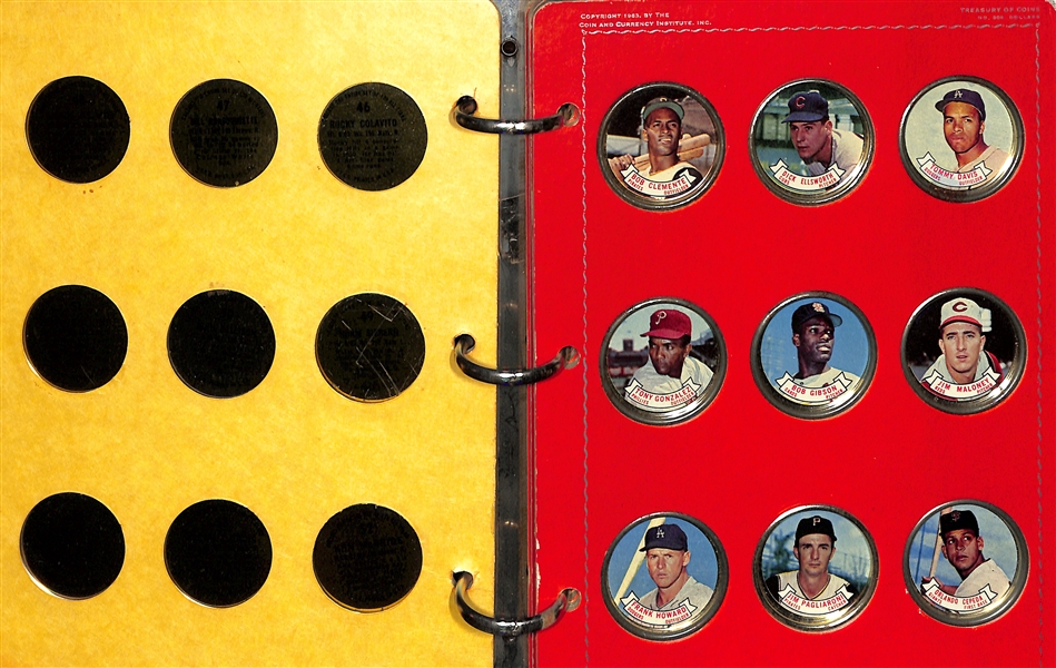 Lot of (45) 1964 Coins Topps w/ Clemente- Includes Coins 46-90 in Coin Pages/Binder