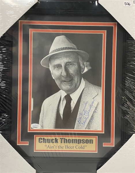 Lot of (2) Signed Framed Photo of Chuck Thompson/Harrisburg Senators Signed Framed Poster/2005 World Series Poster Signed By The Artist - JSA Auction Letter